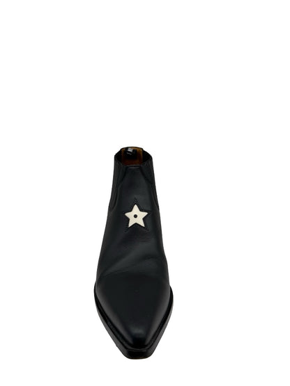Christian Dior Black Leather 'L.A' Star Ankle Boots. Size: 39