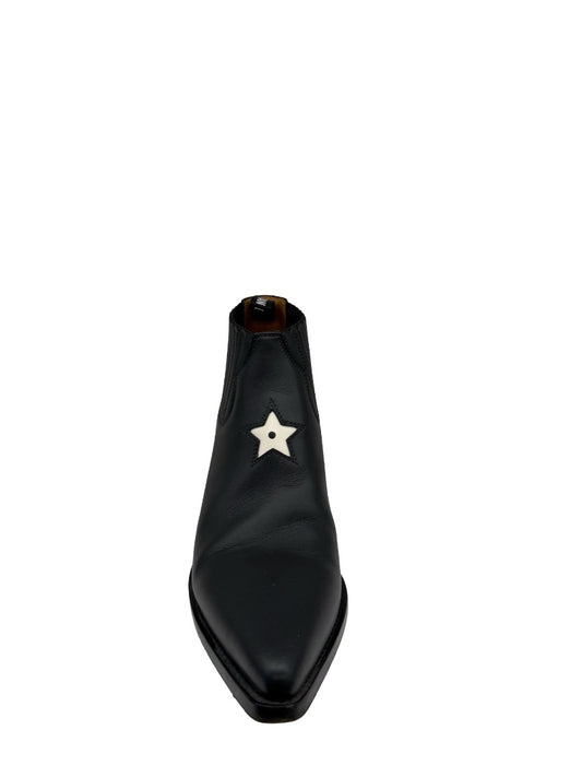 Christian Dior Black Leather 'L.A' Star Ankle Boots. Size: 39