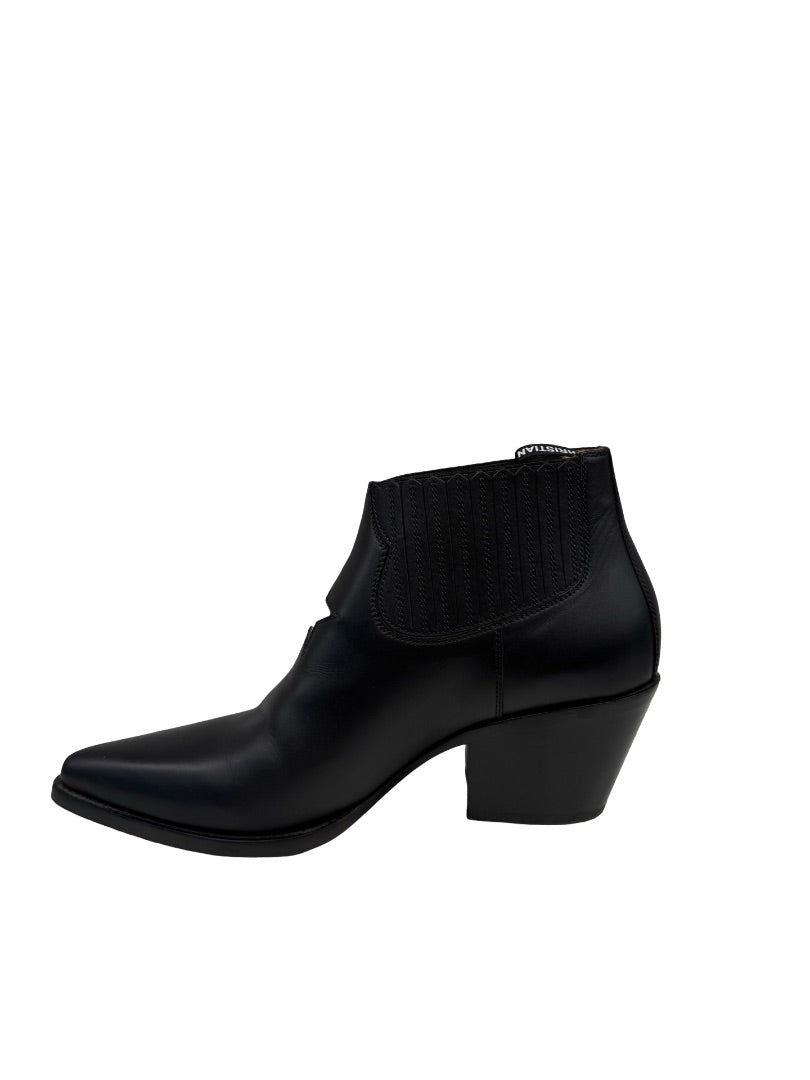 Christian Dior Black Leather 'L.A' Star Ankle Boots. Size: 39