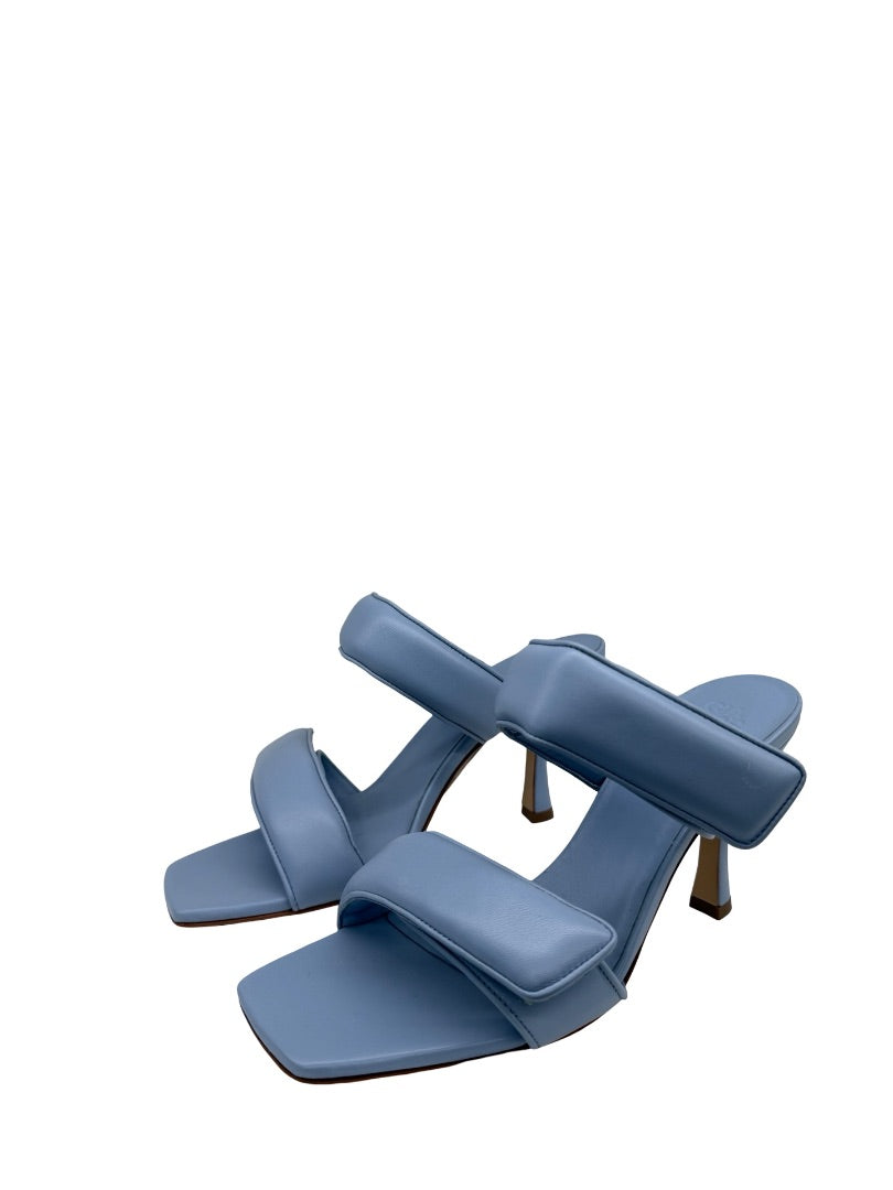 GIABORGHINI Blue 'Fumiko' Velcro Sandal Heels. Size: 39