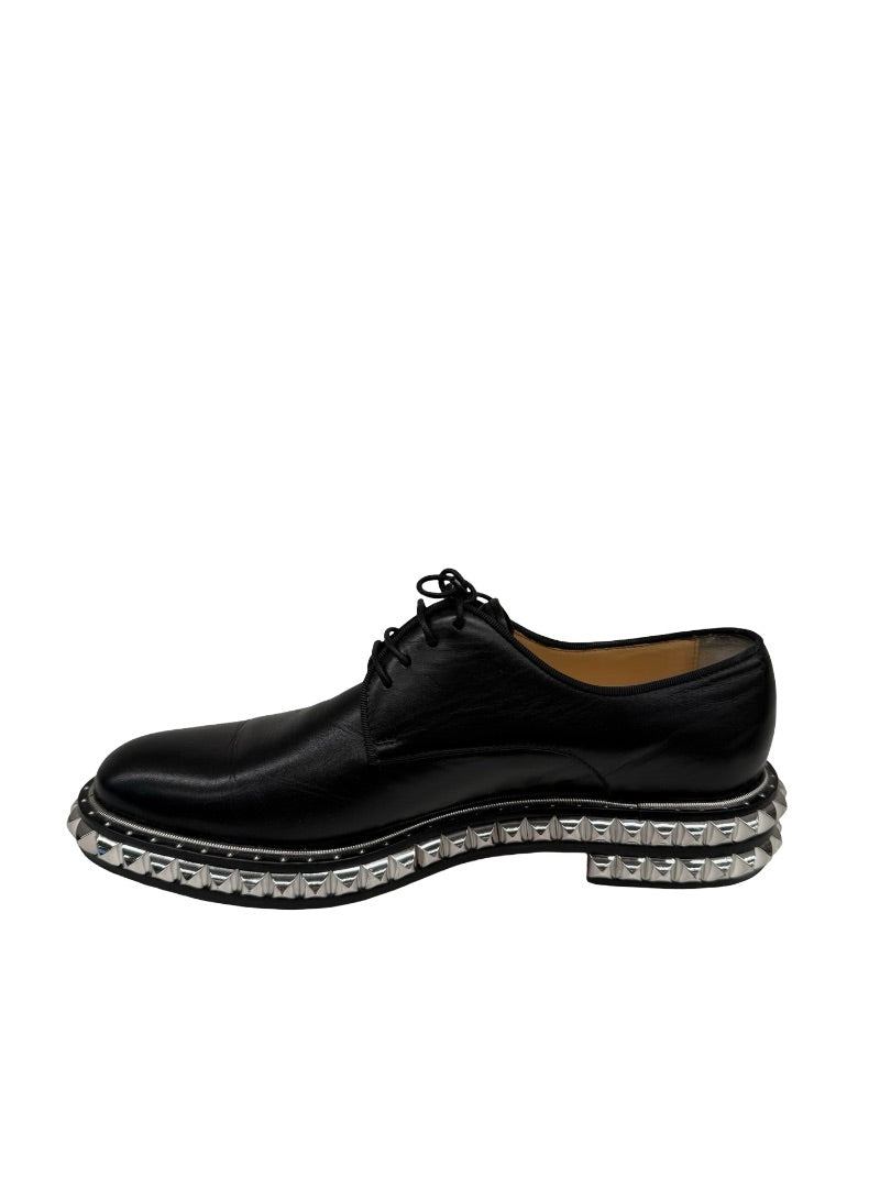 Christian Louboutin Black 'On Stage' Studded Derby Shoes. Size: 39