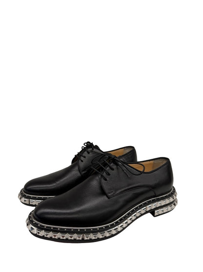 Christian Louboutin Black 'On Stage' Studded Derby Shoes. Size: 39