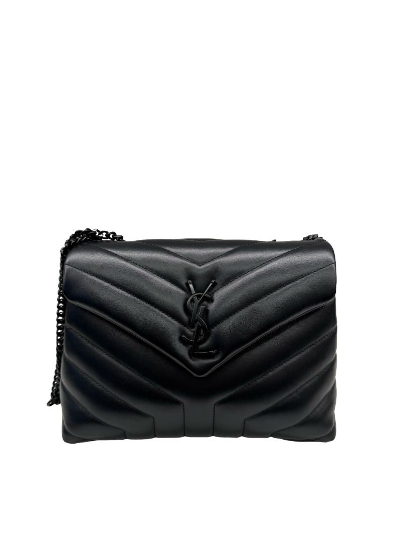 Saint Laurent Black Small 'Loulou' Calfskin Shoulder Bag.