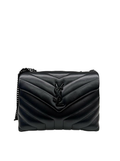 Saint Laurent Black Small 'Loulou' Calfskin Shoulder Bag.