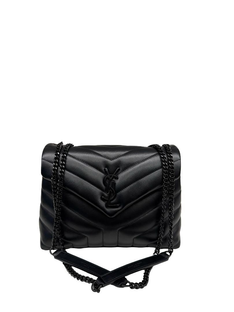 Saint Laurent Black Small 'Loulou' Calfskin Shoulder Bag.