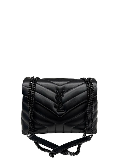 Saint Laurent Black Small 'Loulou' Calfskin Shoulder Bag.