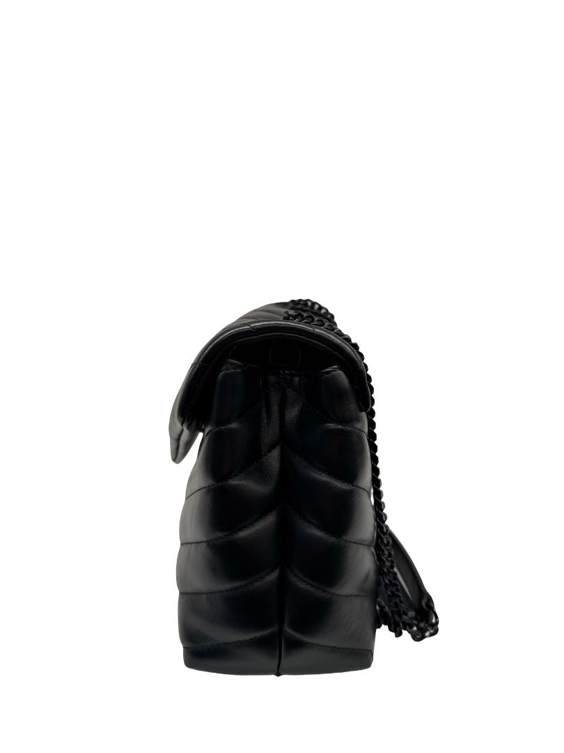 Saint Laurent Black Small 'Loulou' Calfskin Shoulder Bag.
