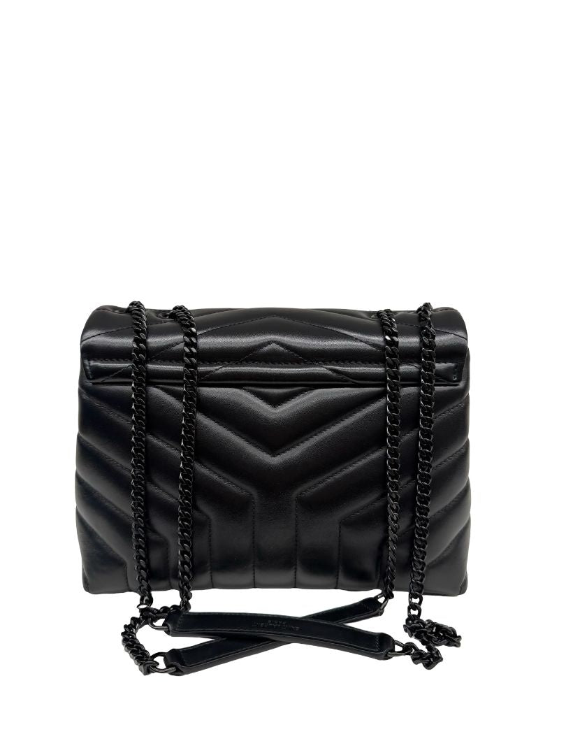 Saint Laurent Black Small 'Loulou' Calfskin Shoulder Bag.