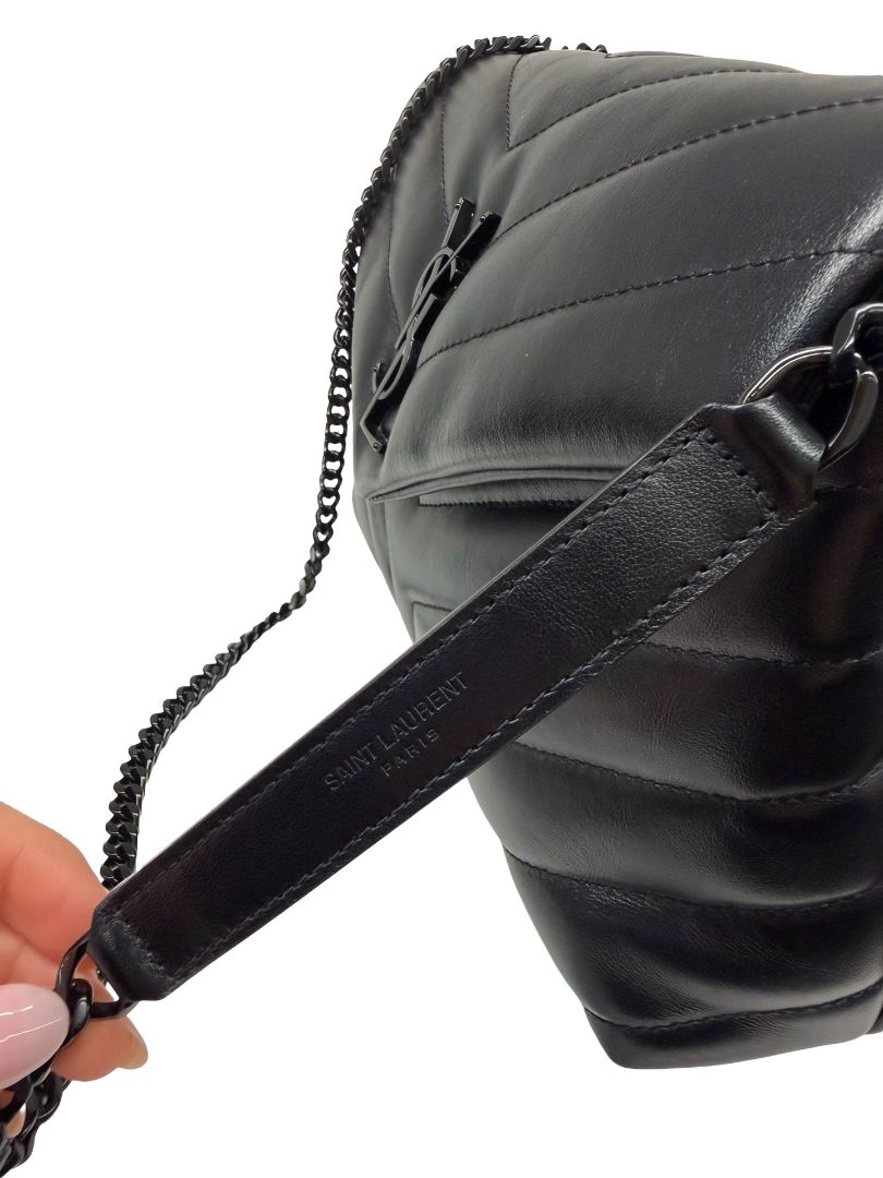 Saint Laurent Black Small 'Loulou' Calfskin Shoulder Bag.