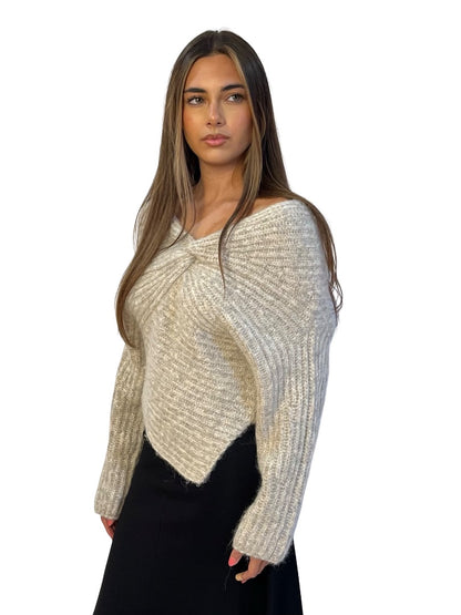 Cult Gaia Grey Wool/Alpaca Twist Front Cardi. Size: M
