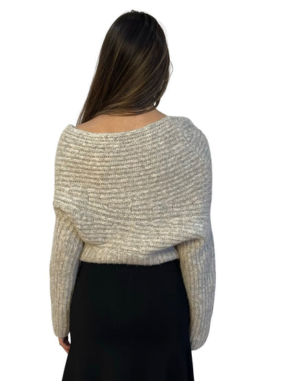 Cult Gaia Grey Wool/Alpaca Twist Front Cardi. Size: M