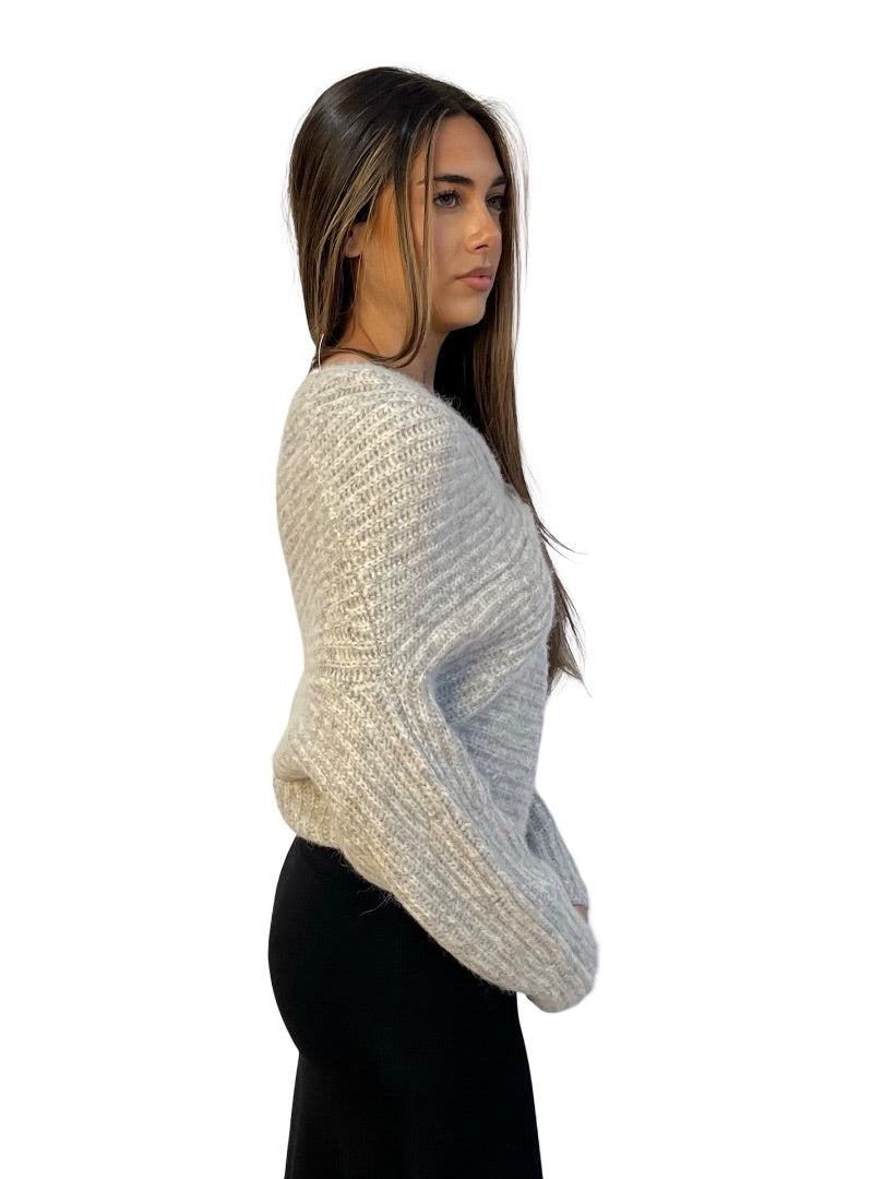 Cult Gaia Grey Wool/Alpaca Twist Front Cardi. Size: M