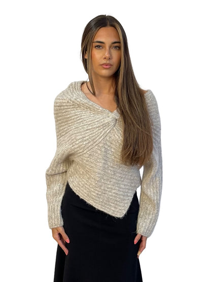 Cult Gaia Grey Wool/Alpaca Twist Front Cardi. Size: M