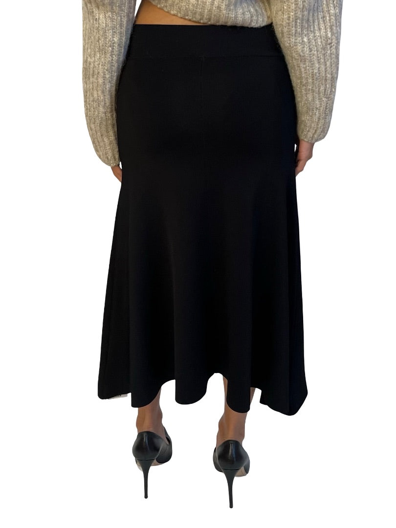 Scanlan Theodore Black Thin Crepe Flare Skirt. Size: S