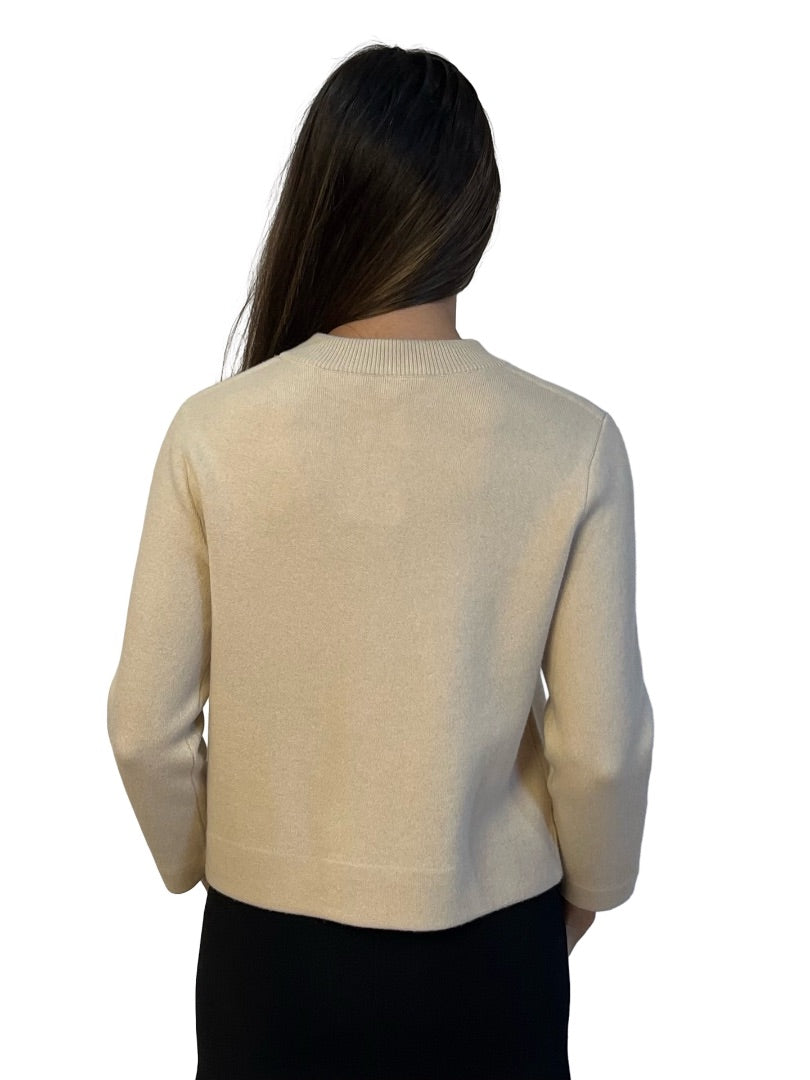 Vince Cream Wool Blend Buttoned Cardigan. Size: S