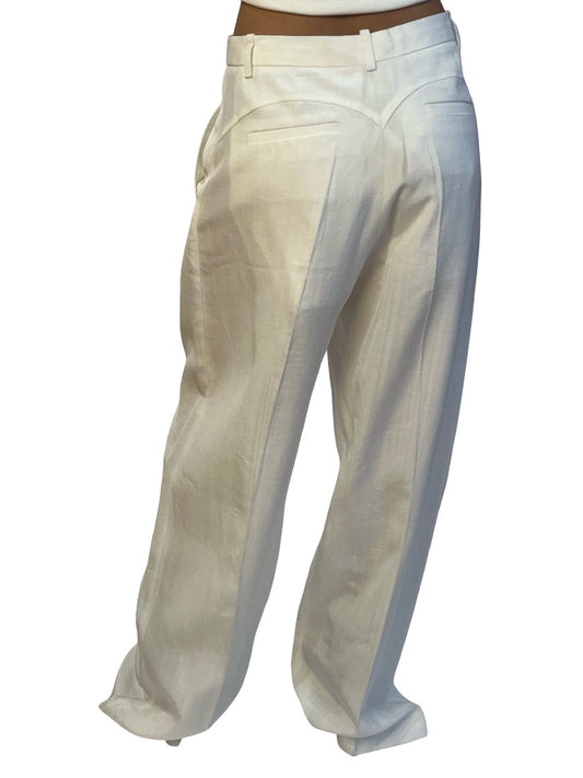 Victoria Beckham White Textured Tailored Pants. Size: 10