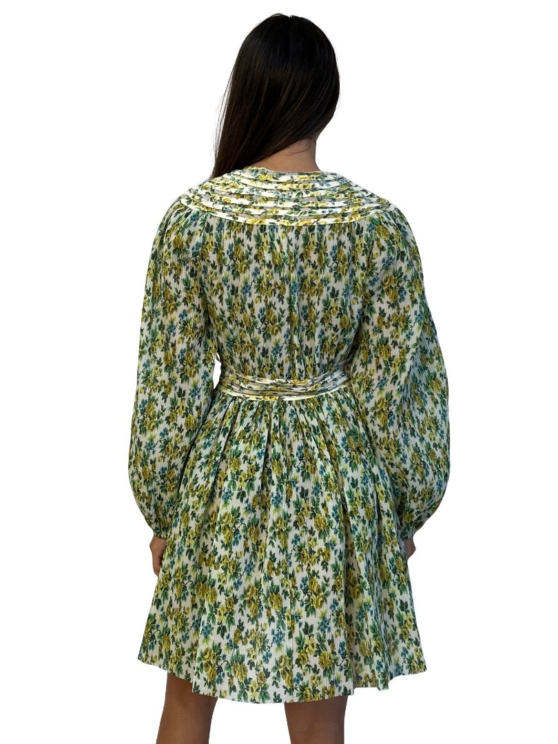 Zimmermann Green Floral Pleated Mini Dress. Size: 1