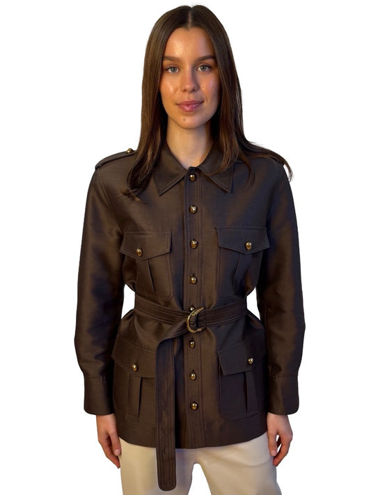 Zimmermann Brown Wool/Silk Utility Jacket. Size: 2