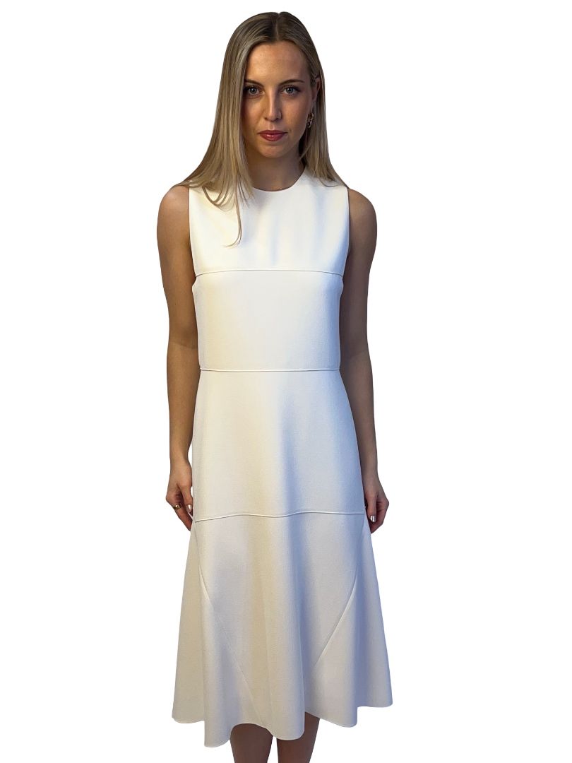 Dion Lee White Crepe Knit Flared Dress. Size: 12