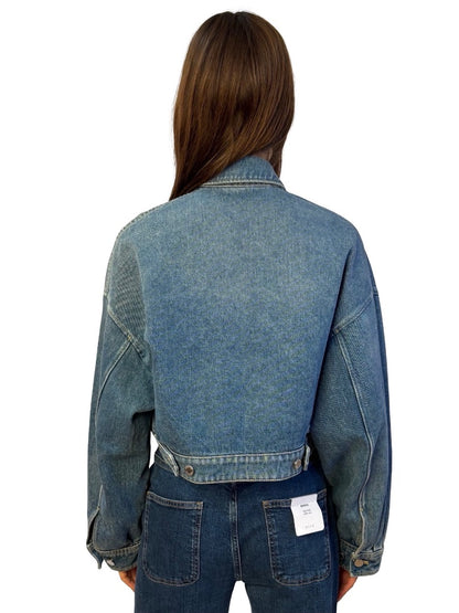 Prada Blue Wash Cropped Denim Jacket. Size: 36