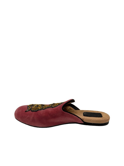 Gucci Pink 'Lawrence' Crystal Snake Velvet Mules. Size: 37.5