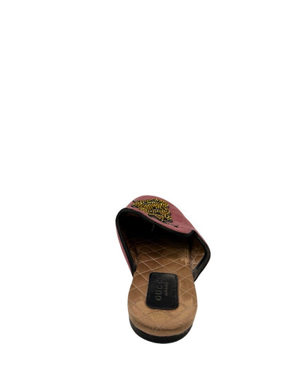 Gucci Pink 'Lawrence' Crystal Snake Velvet Mules. Size: 37.5