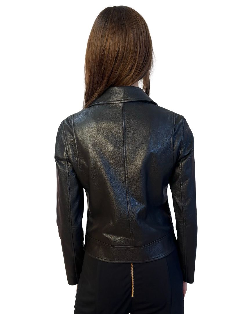 Ena Pelly Black Leather Jacket. Size: 8