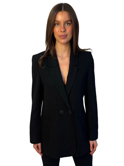 Anine Bing Black Wool Blend Double Breasted Blazer. Size: L