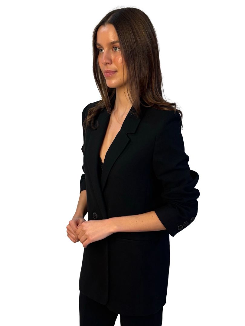 Anine Bing Black Wool Blend Double Breasted Blazer. Size: L