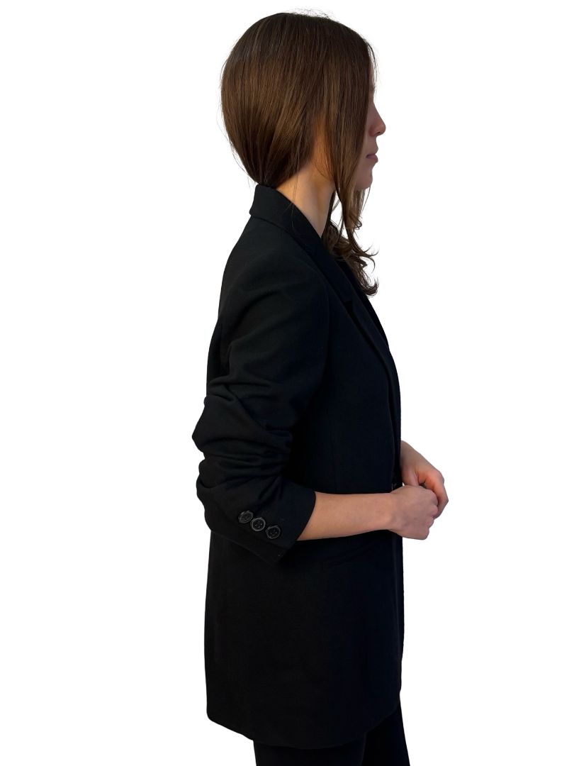 Anine Bing Black Wool Blend Double Breasted Blazer. Size: L