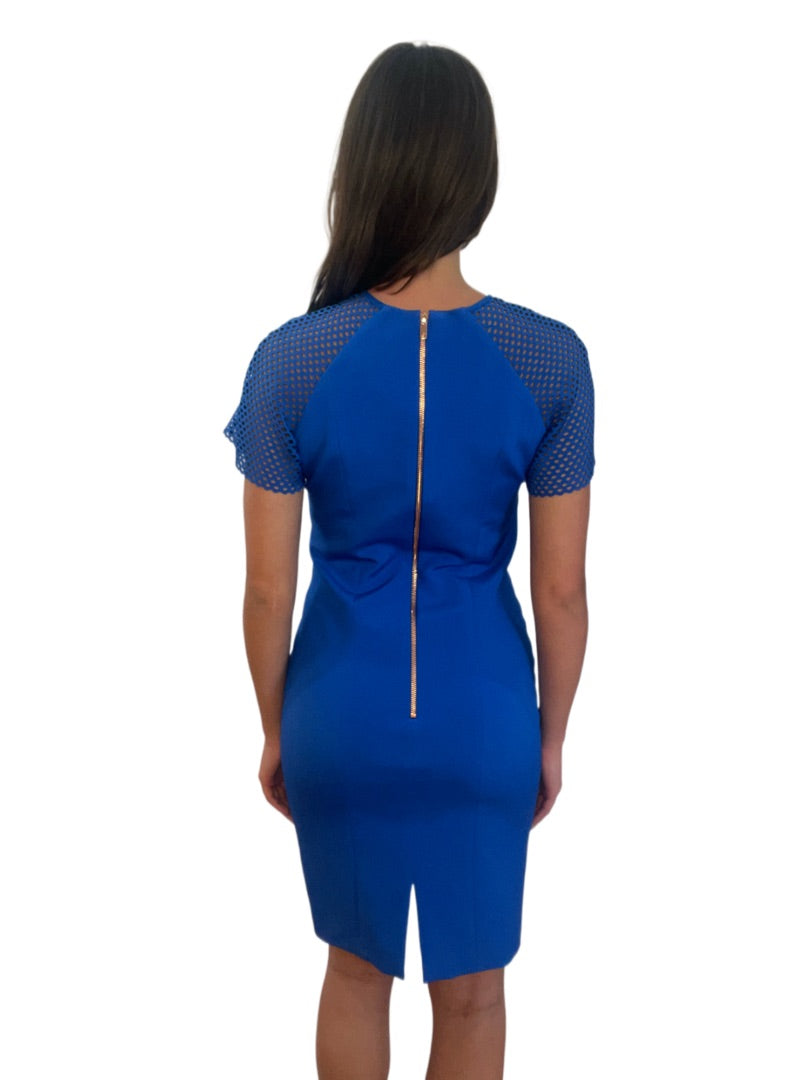 Ginger & Smart Cobalt Blue Three Quarter Length Dress w Cutout Detail at Top. Size: 10