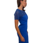 Roland Mouret Cobalt Blue & Black Three Quarter Length Dress w Block Colour Detail at Neck. Size: 10