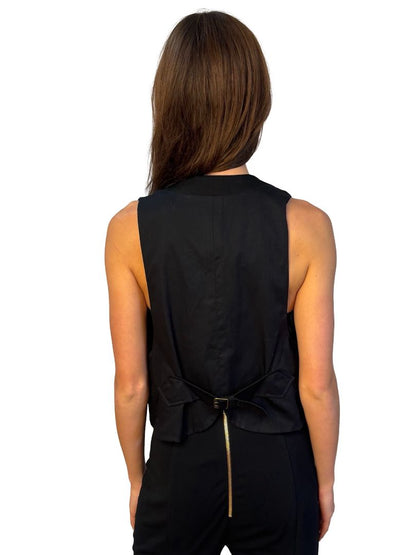 Chloe Black Low Cut Wool Vest. Size: 40