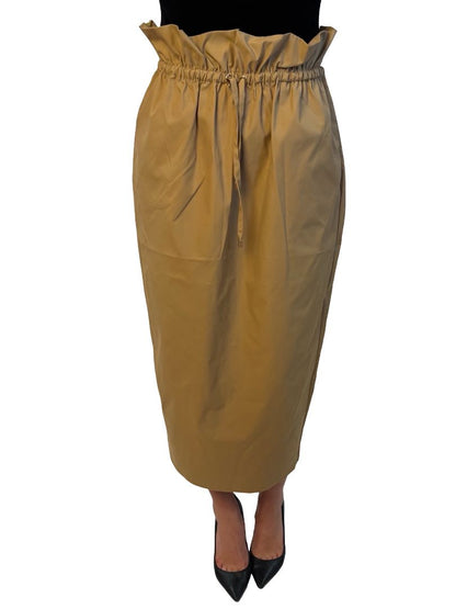 Deering Camel Drawstring Puff Skirt. Size: 8