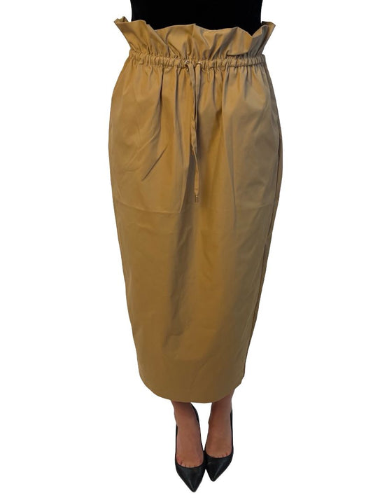 Deering Camel Drawstring Puff Skirt. Size: 8
