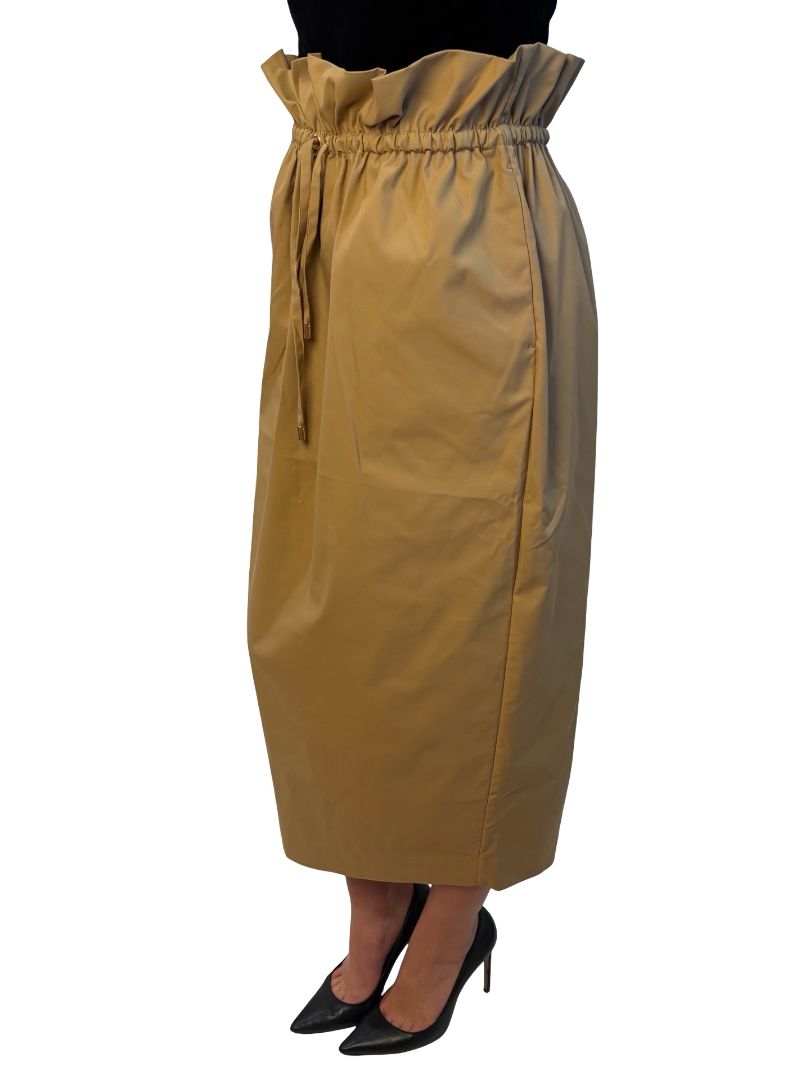 Deering Camel Drawstring Puff Skirt. Size: 8