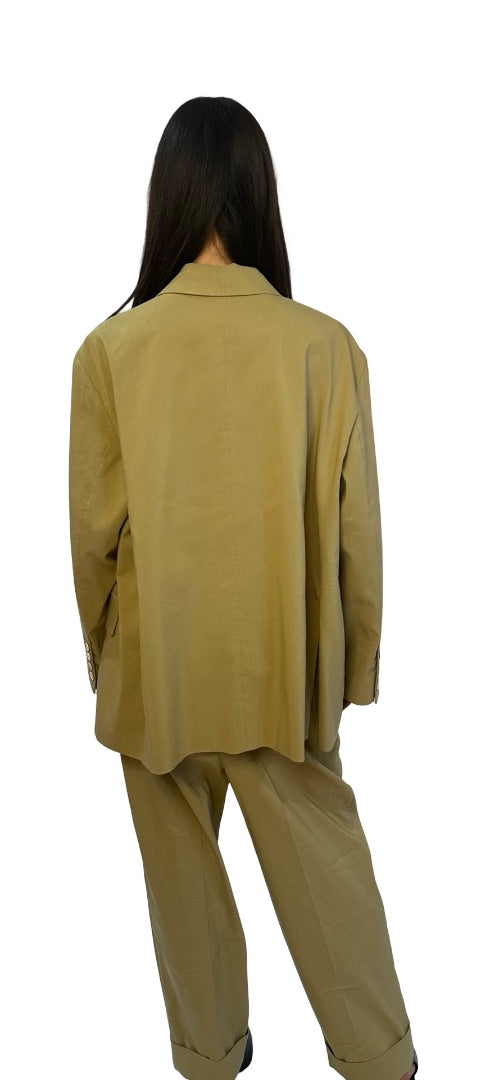 Erika Cavallini Matcha Green Linen Blend Oversized Suit Set W Belt. Size: 8-10