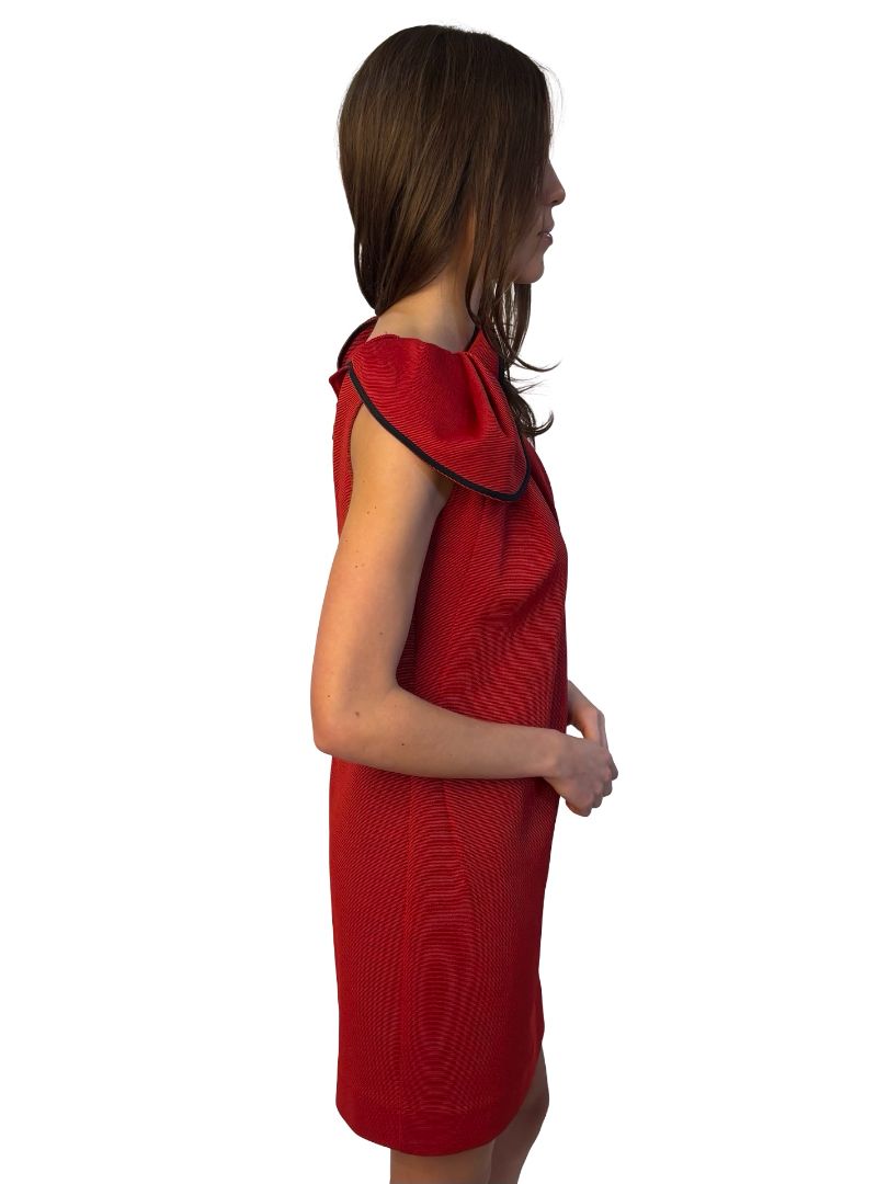 Maticevski Red One Shoulder 'Rosie' Rib Dress. Size: 10