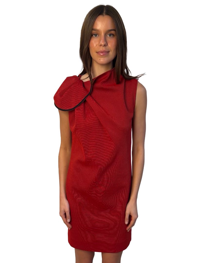Maticevski Red One Shoulder 'Rosie' Rib Dress. Size: 10