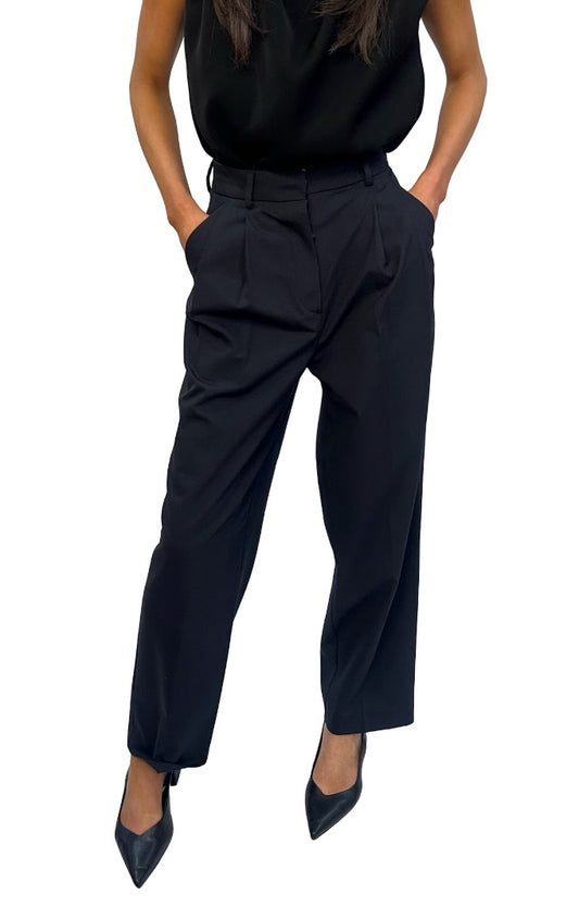 The Frankie Shop Navy Tailored Wool Blend Trouser. Size: XS