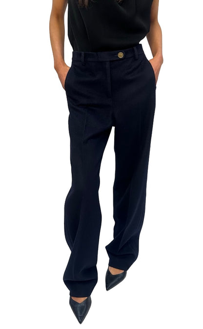 Chanel Navy Wool / Alpaca Pleated Pants. Size: S/M