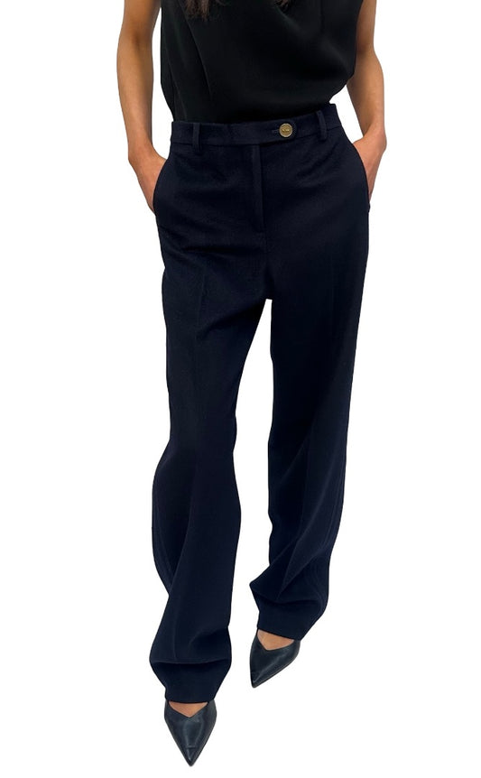 Chanel Navy Wool / Alpaca Pleated Pants. Size: S/M