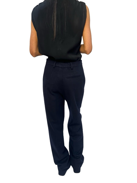 Chanel Navy Wool / Alpaca Pleated Pants. Size: S/M