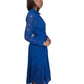 Ganni Blue Long Sleeve Button Up Dress W Belt Lace. Size: 38