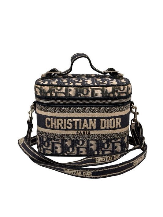 Christian Dior Navy/Beige Oblique Vanity Case Crossbody / Shoulder Bag.