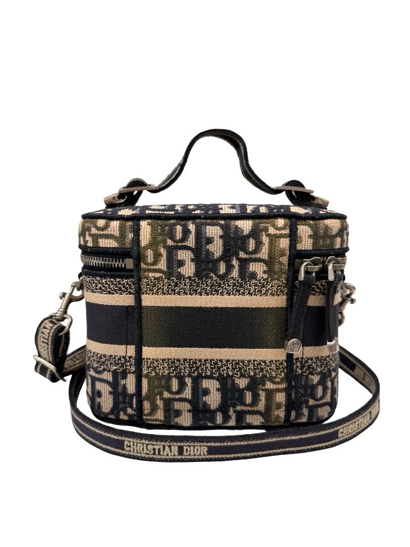 Christian Dior Navy/Beige Oblique Vanity Case Crossbody / Shoulder Bag.