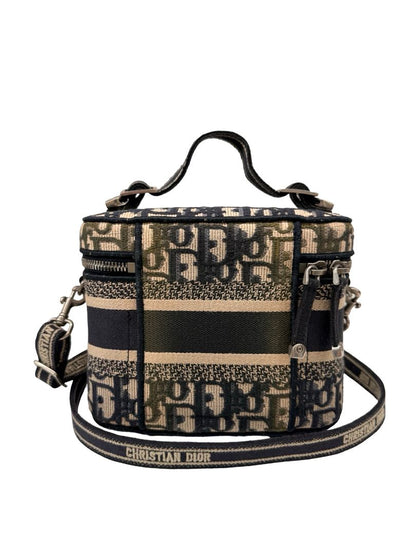 Christian Dior Navy/Beige Oblique Vanity Case Crossbody / Shoulder Bag.