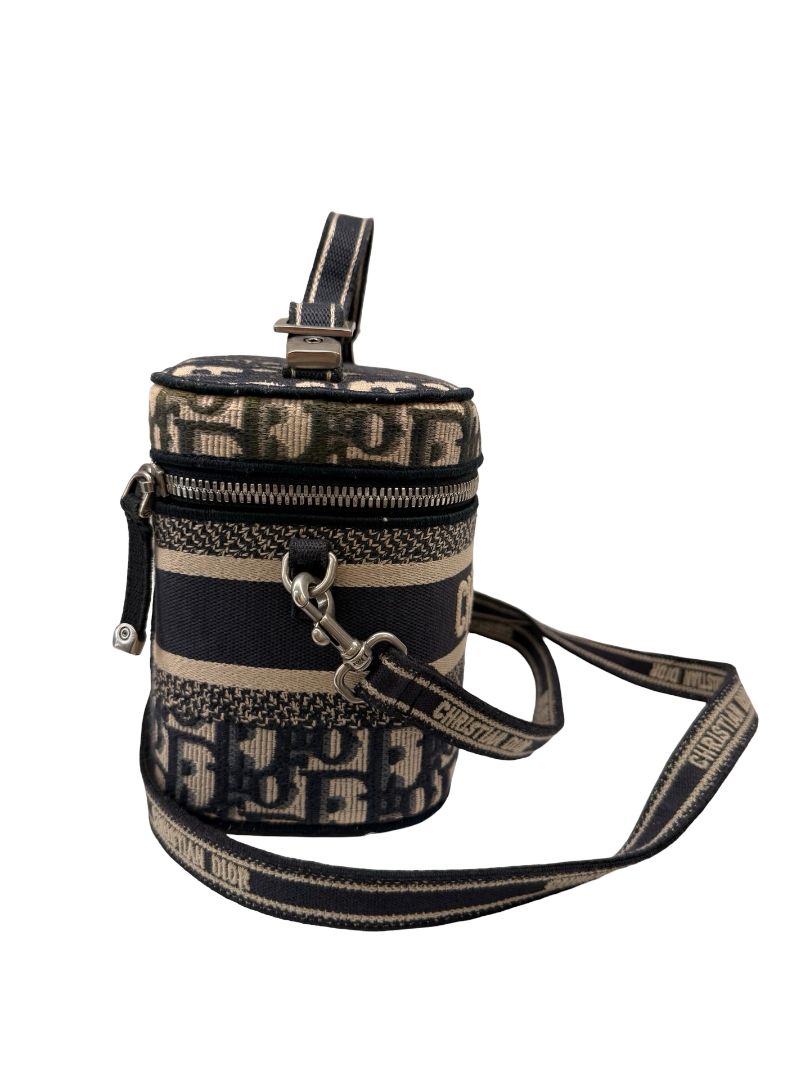 Christian Dior Navy/Beige Oblique Vanity Case Crossbody / Shoulder Bag.