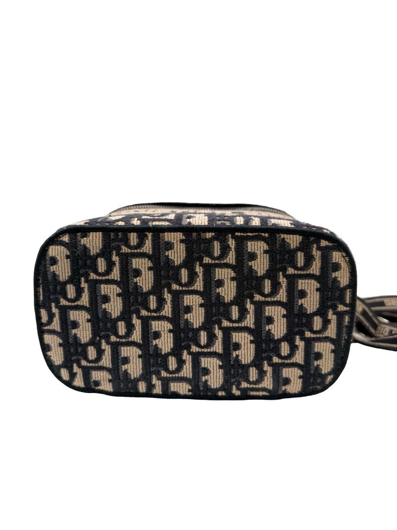 Christian Dior Navy/Beige Oblique Vanity Case Crossbody / Shoulder Bag.