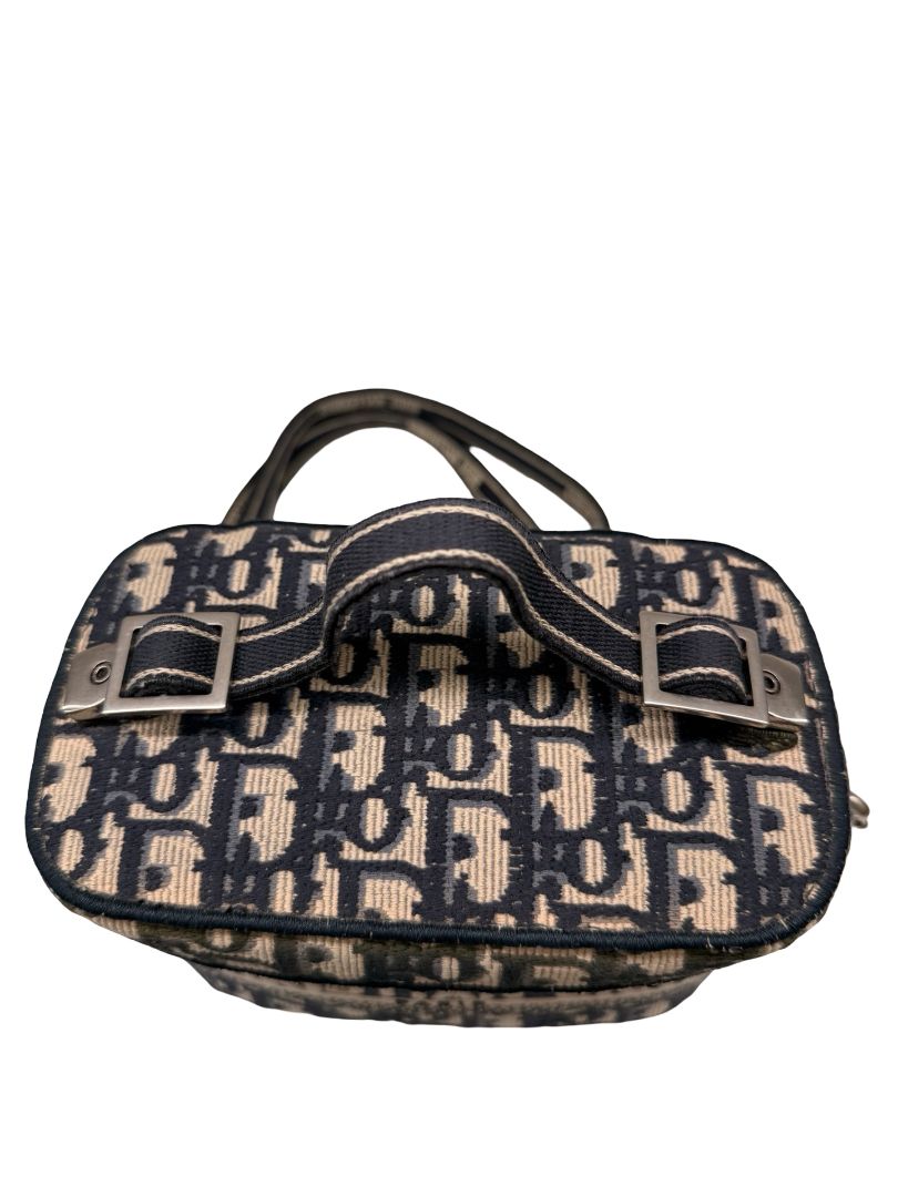 Christian Dior Navy/Beige Oblique Vanity Case Crossbody / Shoulder Bag.